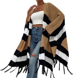 Stripe sweater cape
